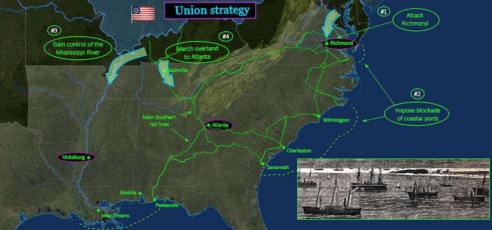 Union strategy, 1861 map